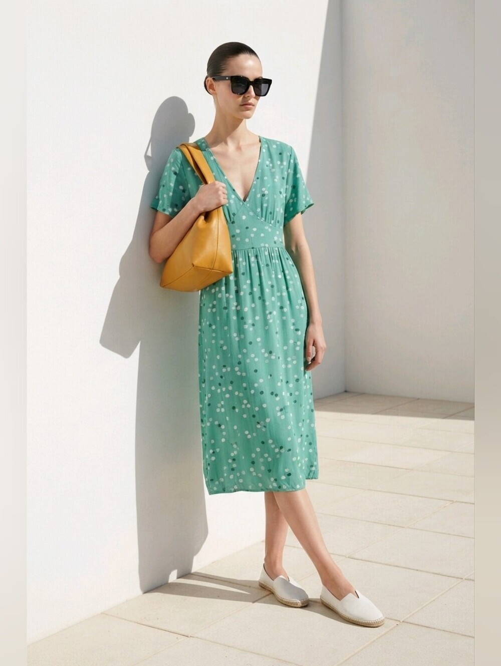 Rachel Teal Dress with White Floral Accents